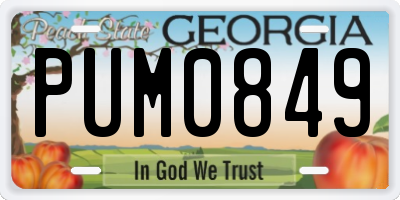 GA license plate PUM0849
