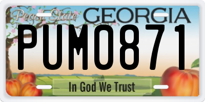 GA license plate PUM0871