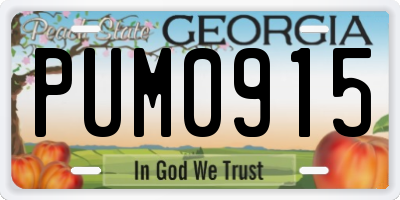 GA license plate PUM0915