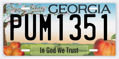 GA license plate PUM1351