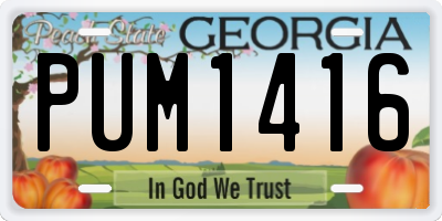 GA license plate PUM1416