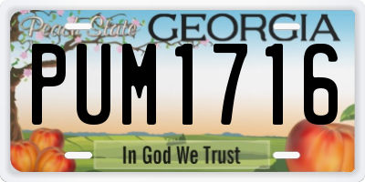 GA license plate PUM1716