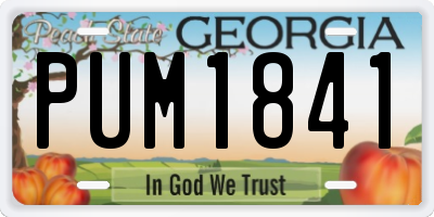 GA license plate PUM1841