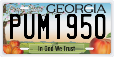 GA license plate PUM1950