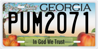 GA license plate PUM2071