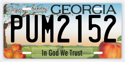 GA license plate PUM2152
