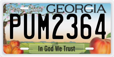 GA license plate PUM2364
