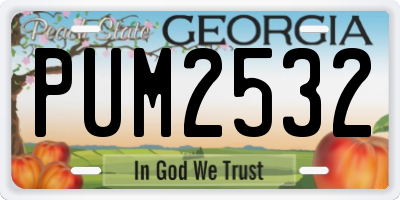 GA license plate PUM2532