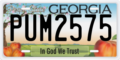 GA license plate PUM2575
