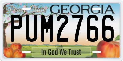GA license plate PUM2766