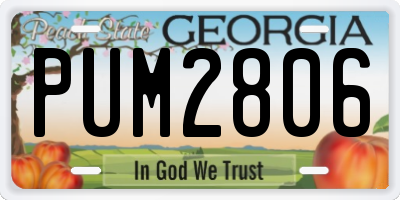 GA license plate PUM2806