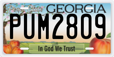 GA license plate PUM2809