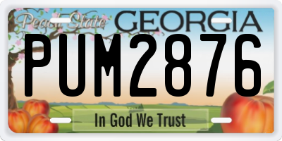 GA license plate PUM2876