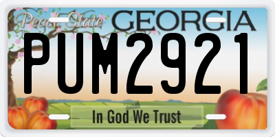 GA license plate PUM2921