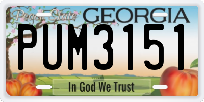 GA license plate PUM3151