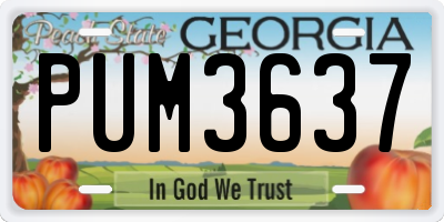 GA license plate PUM3637