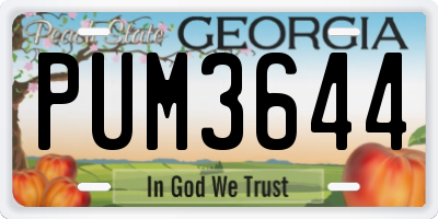 GA license plate PUM3644