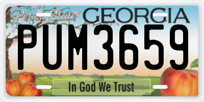 GA license plate PUM3659