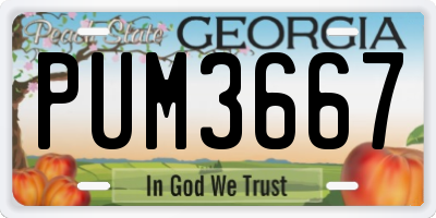 GA license plate PUM3667