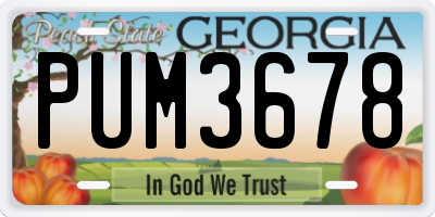 GA license plate PUM3678