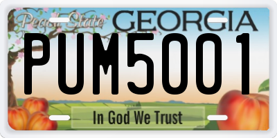 GA license plate PUM5001