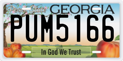 GA license plate PUM5166
