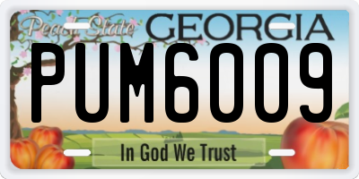 GA license plate PUM6009