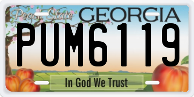 GA license plate PUM6119