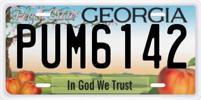 GA license plate PUM6142