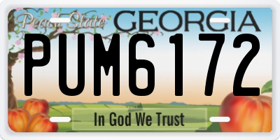 GA license plate PUM6172