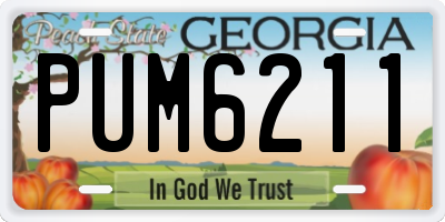 GA license plate PUM6211
