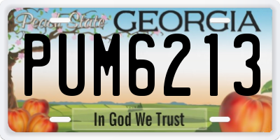 GA license plate PUM6213