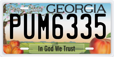 GA license plate PUM6335