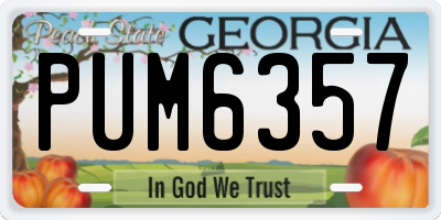 GA license plate PUM6357