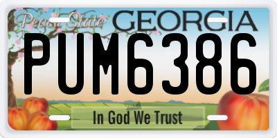 GA license plate PUM6386