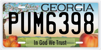 GA license plate PUM6398