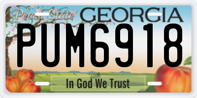 GA license plate PUM6918