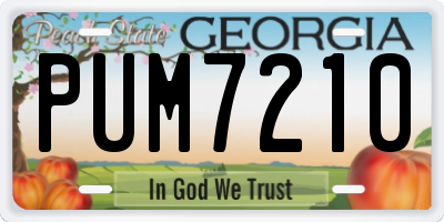 GA license plate PUM7210