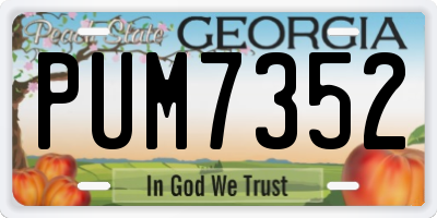 GA license plate PUM7352