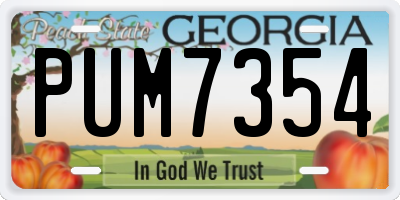 GA license plate PUM7354