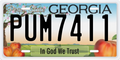 GA license plate PUM7411