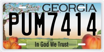 GA license plate PUM7414