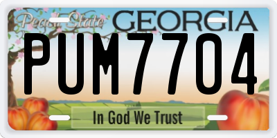 GA license plate PUM7704