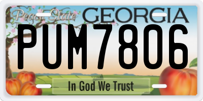 GA license plate PUM7806