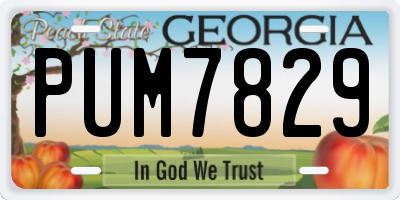 GA license plate PUM7829
