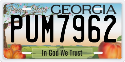 GA license plate PUM7962