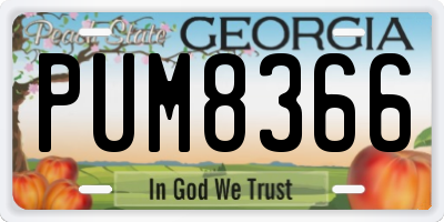 GA license plate PUM8366