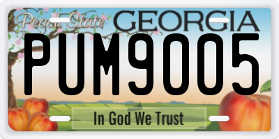 GA license plate PUM9005