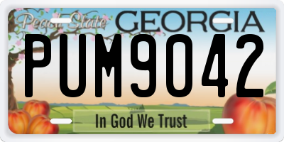 GA license plate PUM9042