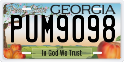 GA license plate PUM9098